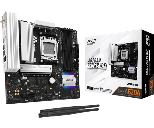 ASRock A620AM PRO RS WIFI mATX Motherboard for AMD AM5 CPUs