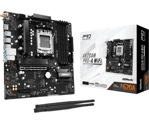 ASRock A620AM PRO-A WIFI mATX Motherboard for AMD AM5 CPUs