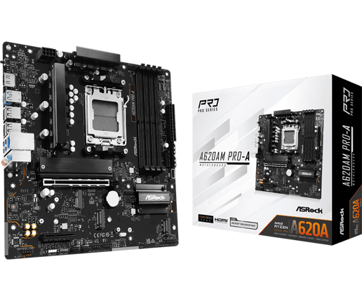 ASRock A620AM Pro-A mATX Motherboard for AMD AM5 CPUs