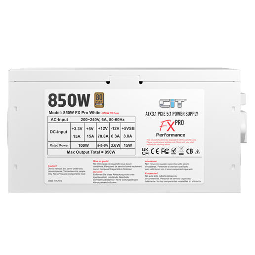 850W HIS PSUCIT850FXWHT 80 Plus Bronze PSU