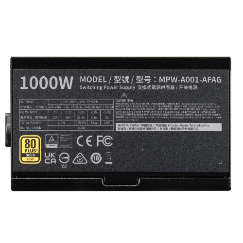 1000W Cooler Master   Modular 80 Plus Gold PSU