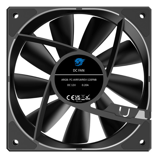 Powercool Airflow Reverse 120mm ARGB Black 4-Pin PWM PC Cooling Fan