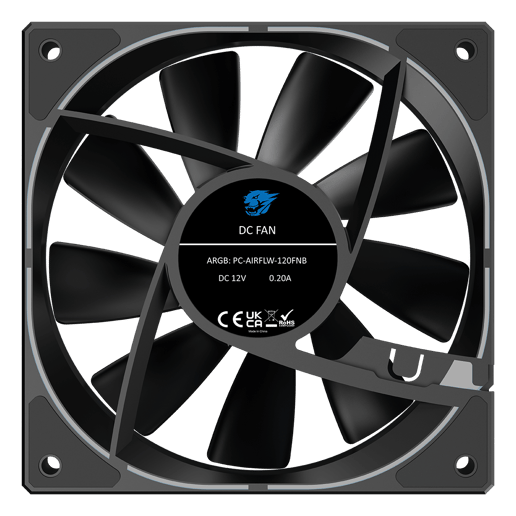 Powercool Airflow 120mm ARGB Black 4-Pin PWM PC Cooling Fan