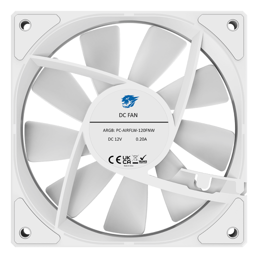 Powercool Airflow 120mm ARGB White 4-Pin PWM PC Cooling Fan