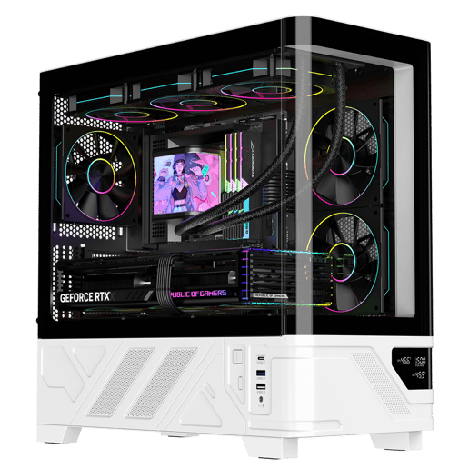 Powercool PC-ARCTIC-WHT Micro Tower Gaming Case - Black/White 