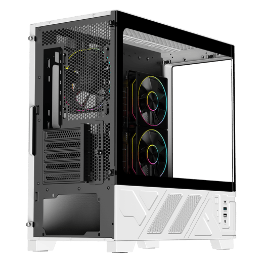 Powercool PC-ARCTIC-WHT Micro Tower Gaming Case - Black/White 