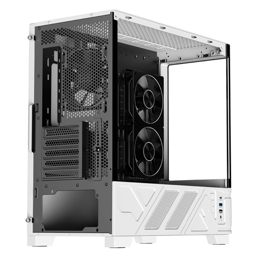 Powercool PC-ARCTIC-WHT Micro Tower Gaming Case - Black/White 