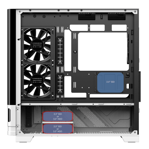 Powercool PC-ARCTIC-WHT Micro Tower Gaming Case - Black/White 