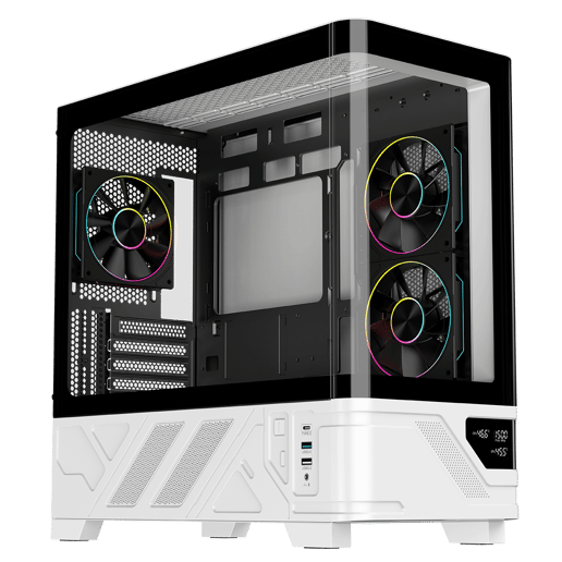 Powercool PC-ARCTIC-WHT Micro Tower Gaming Case - Black/White 