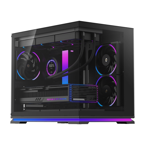 Powercool Aurora Mid Tower Gaming Case - Black 