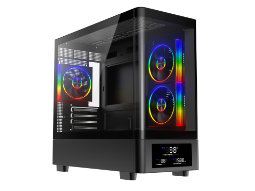 Powercool PC-GRAVITY-BLK Micro Tower Gaming Case - Black 