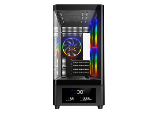 Powercool PC-GRAVITY-BLK Micro Tower Gaming Case - Black 