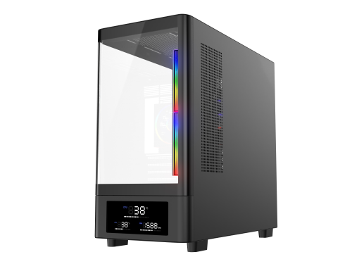 Powercool PC-GRAVITY-BLK Micro Tower Gaming Case - Black 