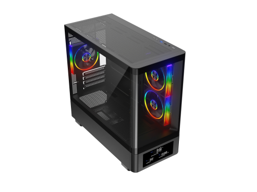 Powercool PC-GRAVITY-BLK Micro Tower Gaming Case - Black 