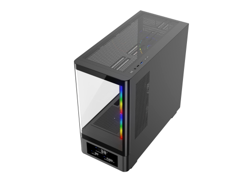 Powercool PC-GRAVITY-BLK Micro Tower Gaming Case - Black 