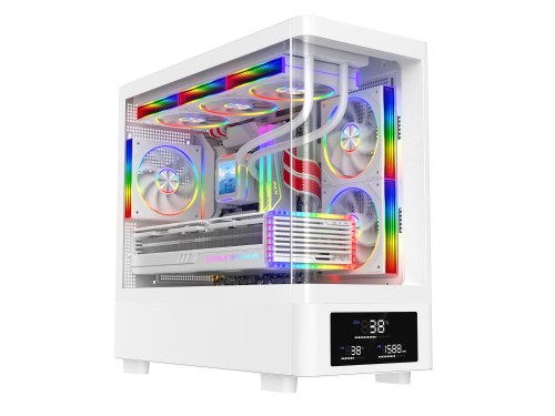 Powercool PC-GRAVITY-WHT Micro Tower Gaming Case - White 