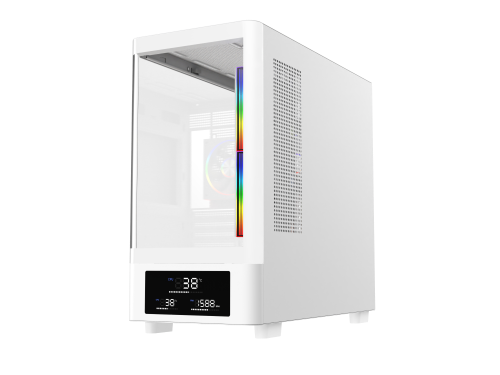 Powercool PC-GRAVITY-WHT Micro Tower Gaming Case - White 