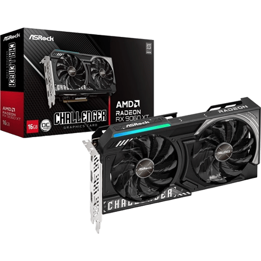 ASRock Radeon RX 9060 XT Challenger OC 16GB GDDR6 Graphics Card