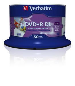 Verbatim DVD+R DL 8.5GB 8x 240min Inkjet Printable