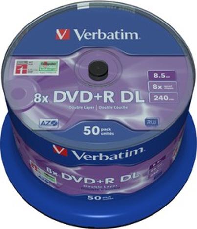 Verbatim DVD+R 8x DL Matt Silver 50pk