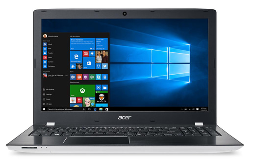 Acer Aspire E5-575-381Z (15.6 inch) Notebook PC Core i3 (6157U) 2.4GHz 8GB 1TB DVD±RW WLAN BT Webcam Windows 10 Home (Iris Graphics 550) White
