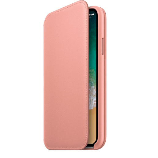 Apple Leather Folio Case (Soft Pink) for iPhone X