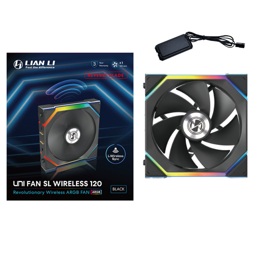 Lian Li UNI FAN SL Wireless 120mm Reverse Blade ARGB PWM Fan in Black