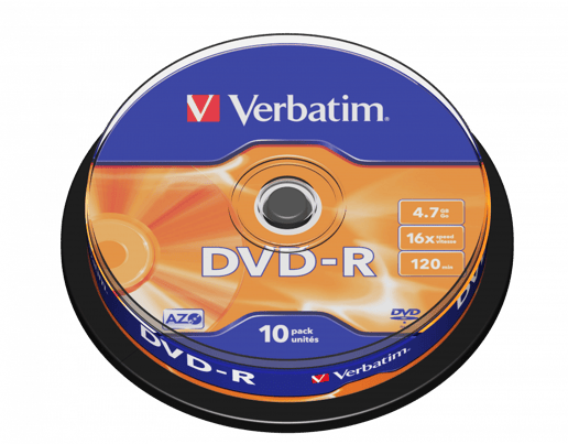 Verbatim 4.7GB DVD-R Discs, 16x, 10 Pack Spindle