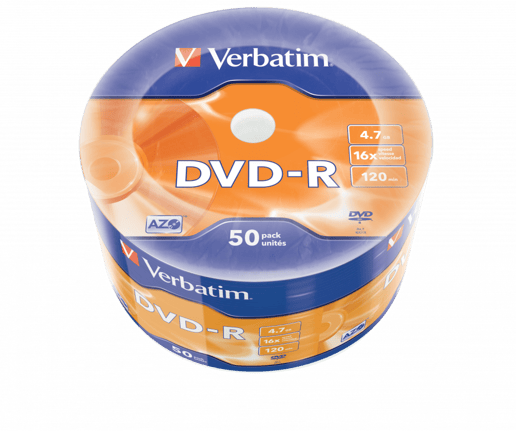 Verbatim 4.7GB DVD-R Discs, 16x, 50 Pack Wrap Spindle