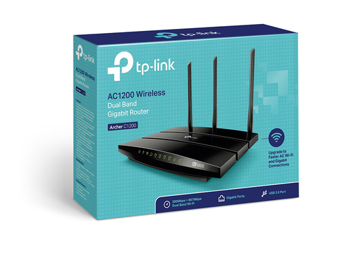 TP-Link Archer C1200 AC1200 867Mbps (5GHz) 300Mbps (2.4GHz) Dual Band Wireless Gigabit Router Black (V1.0)