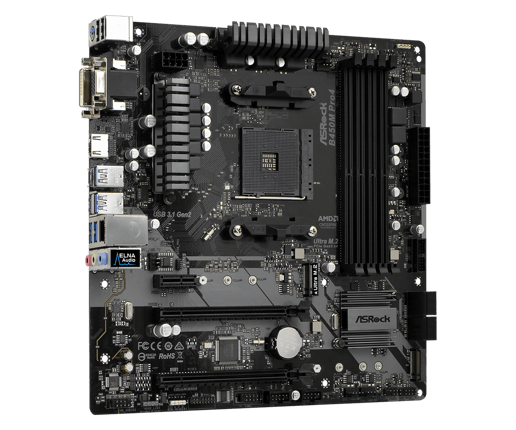 ASRock B450M Pro4 mATX Motherboard for AMD AM4 CPUs