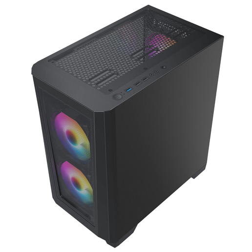 CiT Level 2 Mesh mATX Tempered Glass Gaming PC Case - Black 