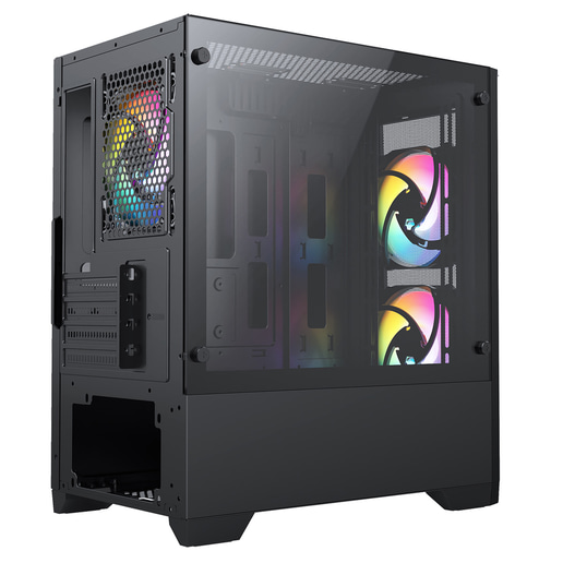 CiT Level 2 Mesh mATX Tempered Glass Gaming PC Case - Black 