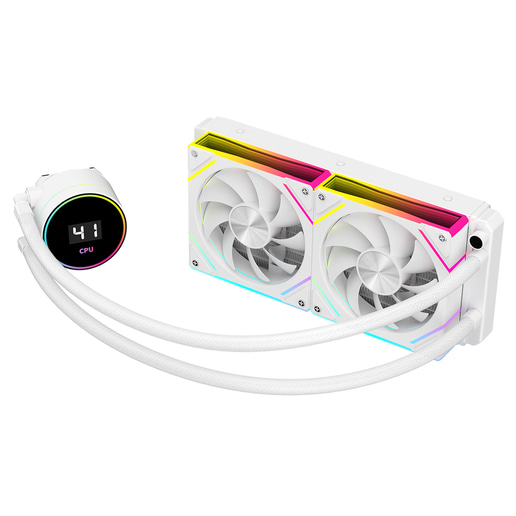 CiT Pro Glacier 240mm All-in-One Liquid CPU Cooler in White with Temperature Display