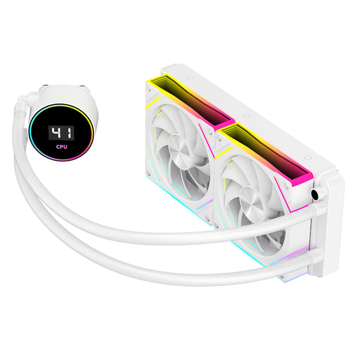 CiT Pro Glacier 240mm All-in-One Liquid CPU Cooler in White with Temperature Display