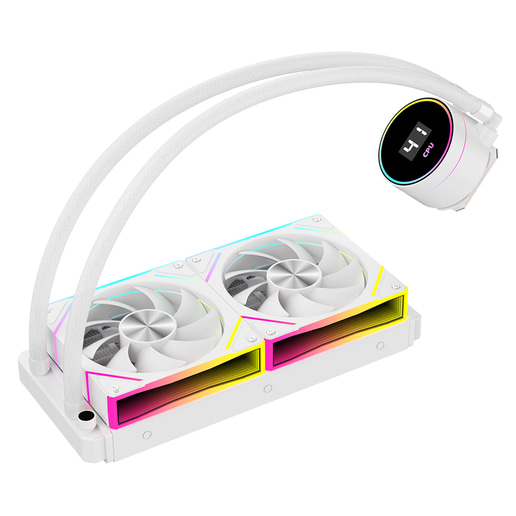 CiT Pro Glacier 240mm All-in-One Liquid CPU Cooler in White with Temperature Display
