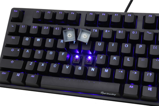 Ducky One TKL Mechanical Keyboard, Blue LED, Red Cherry MX Switch - UK Layout