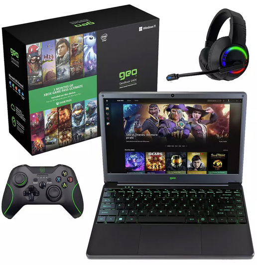 Geo GeoBook 140X Bundle 14.1" Celeron 4GB 128GB Intel UHD 600 Laptop