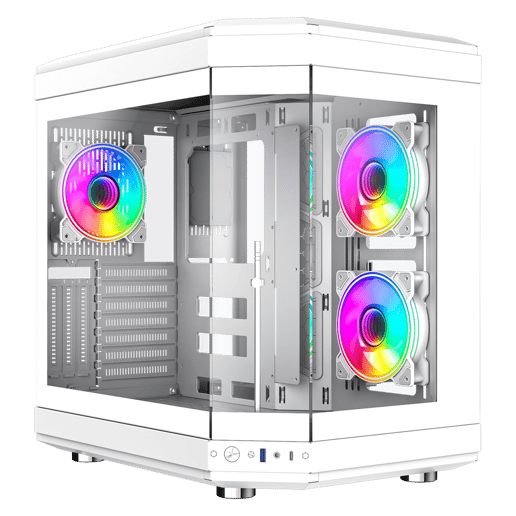 GameMax Hype Mid Tower Gaming Case - White 