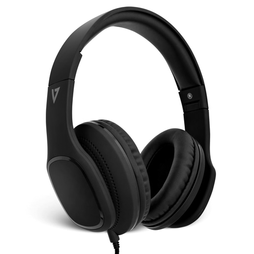 V7 3.5mm Over-Ear Stereo Headphones with Mic - Black