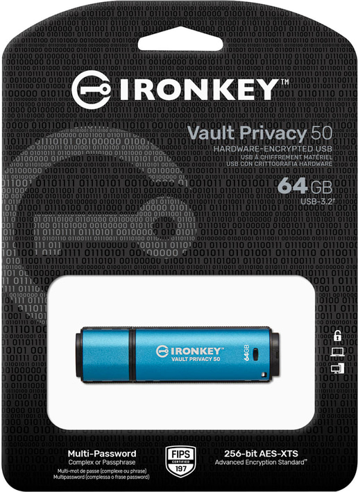 64GB Kingston IronKey Vault Privacy 50 USB 3.0 Flash Drive