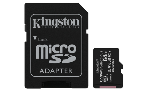 64GB Kingston Canvas Select Plus UHS-1 (U1) microSD Card & Adaptor 
