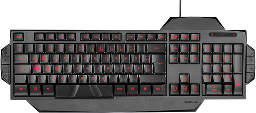SPEEDLINK Rapax Stealth Compact Red LED Illumination Gaming Keyboard, UK Layout (Black)