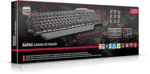SPEEDLINK Rapax Stealth Compact Red LED Illumination Gaming Keyboard, UK Layout (Black)