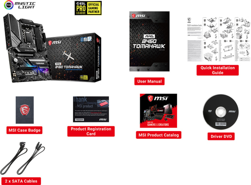 MSI MAG B460 TOMAHAWK ATX Motherboard for Intel LGA1200 CPUs