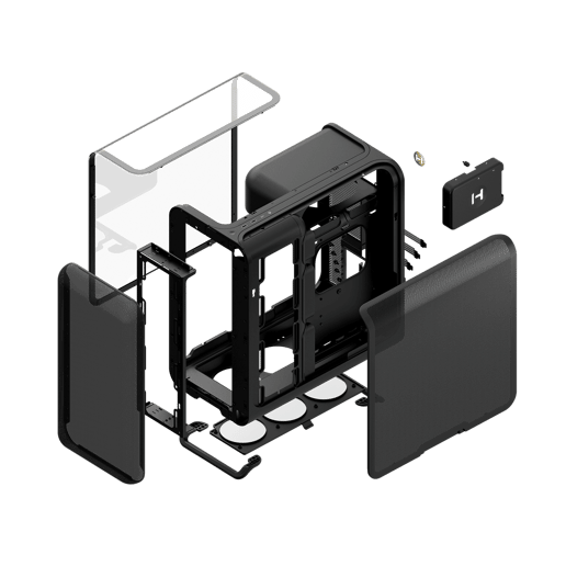 HYTE X50 Pitch Black Mid Tower Gaming Case - Black 
