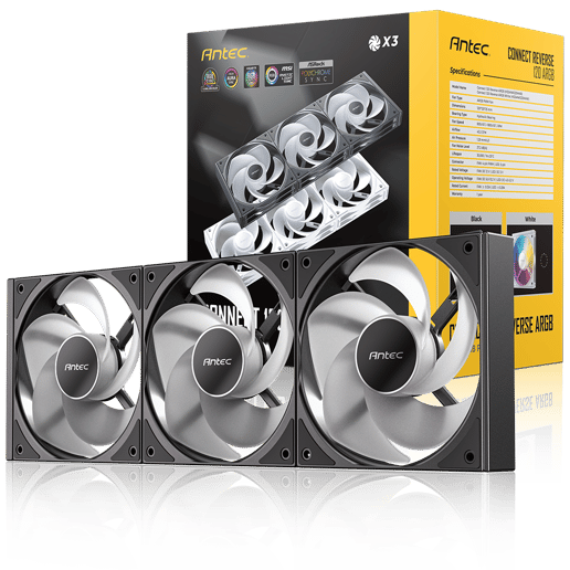 Antec Connect C120 ARGB Reverse 120mm Black Fan - Triple Pack