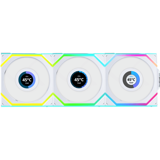 Lian Li UNI FAN SL Wireless LCD 120mm White Reverse Blade 3 Pack