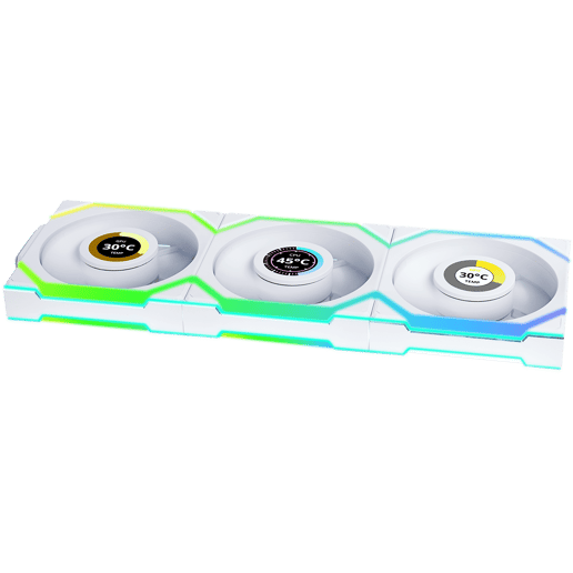 Lian Li UNI FAN SL Wireless LCD 120mm White Reverse Blade 3 Pack
