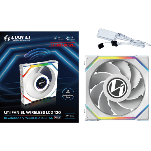 Lian Li UNI FAN SL Wireless LCD Reverse Flow 120mm White